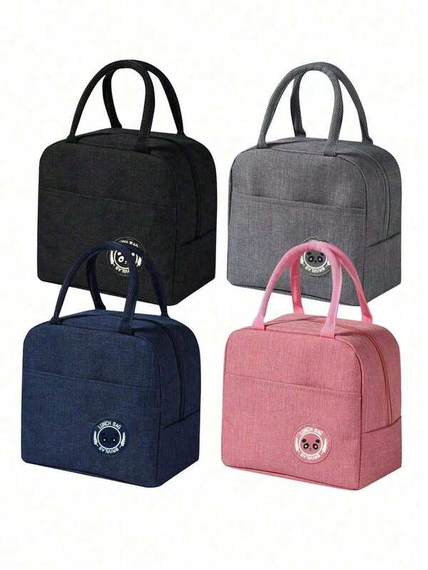 1pc Bear Label Thermal Insulated Lunch Bag,Large Capacity Reusable Lunch Tote Bag With Waterproof Portable Design, Ideal For School & Office - Keep Your Food Fresh & Delicious, Bento Bag, Handheld Bag, Kitchen Picnic