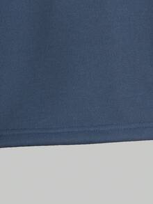 SHEIN Explorewe 2件套少女宽松不对称肩部撞色印花长袖上衣和阔腿裤套装，休闲百搭，适合日常、通勤、度假、外出、街头风格，秋冬季穿着。 - 藏蓝色 - 查看 8