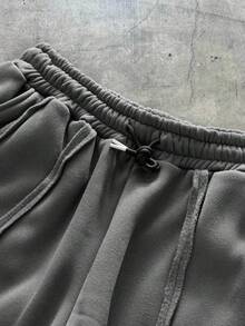 AXEPEAK 男士纯色落肩长袖连帽抽绳休闲时尚套头卫衣套装 - 灰色 - 查看 3