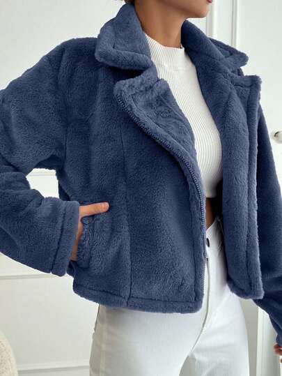 EURMUSE Effen minimalistische casual jas met lange mouwen voor dames