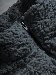 PAVTROS Áo khoác nỉ dài tay có khóa kéo màu trơn dành cho nam, mùa thu/đông - Màu xám đen - Xem 7