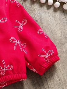 1 Áo khoác có mũ lót giữ nhiệt trang trí nơ đa năng thời trang thu đông cho bé gái, Áo khoác cho bé gái, Thích hợp mặc mùa thu đông, Mặc hàng ngày, Hàng mới về - Đỏ - Xem 7