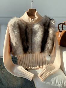 SHEIN EZwear Áo khoác len cardigan chắp vá thời trang dành cho nữ, Thu/Đông - Nhiều màu - Xem 6