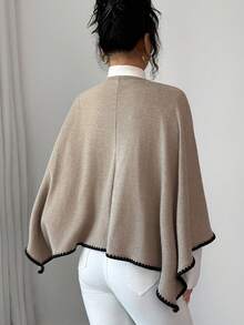 Elenzga Abrigo con cuello superpuesto de tela de felpa recubierta de punto maduro para mujer, blusa elegante para mujer, abrigo de lujo sexy de invierno para mujer, Navidad para mujer - Café integral - Ver 2