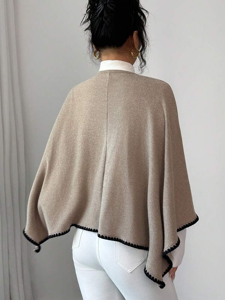 Elenzga Women's Mature Coated Knit Fleece Fabric Overlap Collar Coat, Women's Elegant Top, Women's Sexy Luxury Winter Coat, Christmas Women - Coffee Brown - View 2