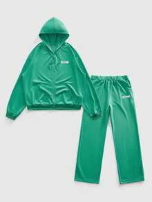 ROMWE MEN Street Life Herren Lässig Kapuzenpullover und Jogginghose Set - Grau - Übersicht 1