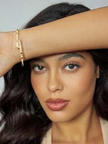 CUCCOO SZL 1件优雅搭扣钉手镯，铜质微镶锆石手镯设计，高端开口手镯，适合作为节日礼物