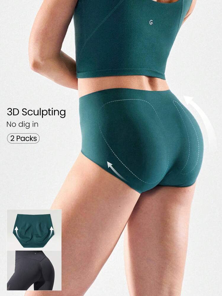 2 Packs Sweat-Wicking Modal Gusset Butt-Lifting High-Rise Waist Briefs