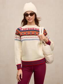 Activina 女士圣诞滑雪几何图案长袖毛衣 - 彩色 - 查看 6