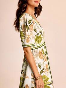 CAJUNI 花卉印花泡泡袖休闲度假连衣裙 - 彩色 - 查看 9