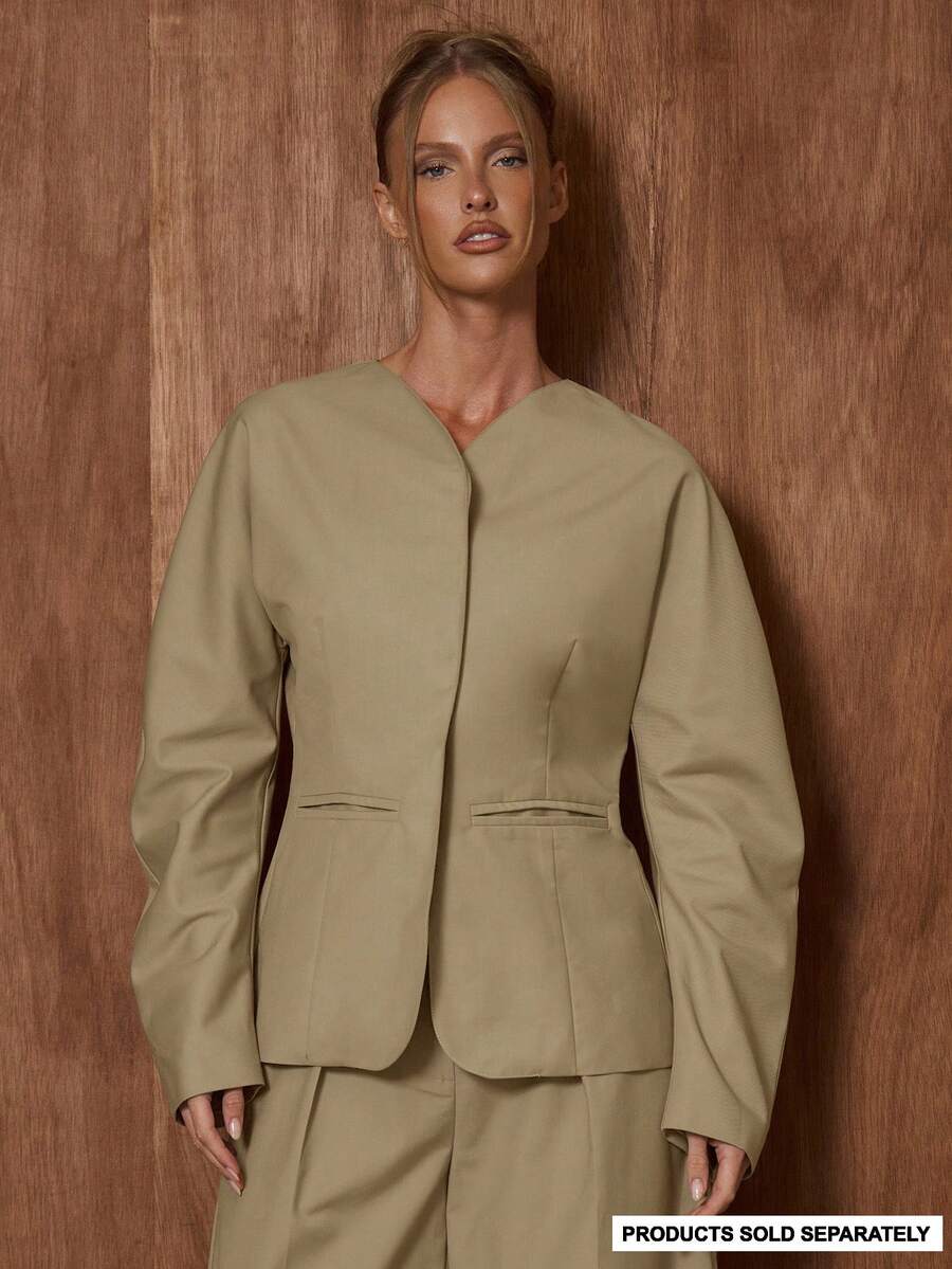 MUSERA Blazer de traje con cintura ceñida, ideal para una cita, salir por la noche, otoño, Navidad, trabajo, oficina, vuelta al colegio, fiesta de invierno