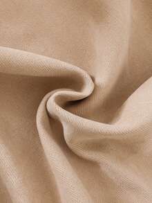 Elladie kids 1件女童秋季新款波浪领拼接下摆褶裥直筒连衣裙，优雅蝴蝶结装饰，百搭公主风 - 卡其色 - 查看 5