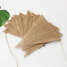 About 72-78PCS, 21 Meters Long, Triangular Plant Linen Banner - Linen Triangle Flag Banner Suitable For Party Decoration, Classroom Decoration, School Carnival Decoration, Outdoor Large-Scale Events, Halloween Decoration, Graduation Ceremony, Wedding, Birthday, Festival Decoration, And Home Decoration - Brown - View 6
