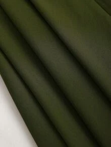 Calvaya 大码优雅时尚通勤垂坠金属扣装饰半身裙 - 軍綠色 - 查看 4