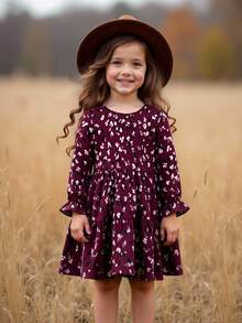 Emery Rose Kids Emery Rose Kids 女童法式优雅黑白格子拼接修身长袖连衣裙，秋冬款；双胞胎女童碎花圆领泡泡袖修身休闲A字连衣裙，秋冬新品，少女款，母女亲子装。返校季 - 棕色 - 查看 4