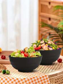 2/4/6个装黑色塑料碗，可重复使用，适用于盛放晚餐、燕麦片、沙拉、汤等，家用、餐厅、野餐、露营皆宜，方便携带，厨房用品，圣诞礼物，学习用品 - 黑色 - 查看 3