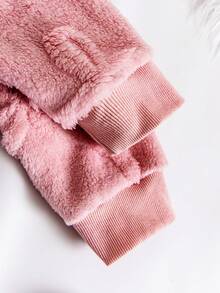 两件套少女加厚粉色蝴蝶结提花长裤长袖休闲家居服套装，面料舒适，适合秋冬季穿着。 - 粉色 - 查看 7