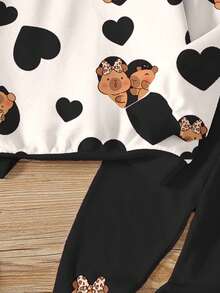 两件套少女休闲圆领长袖卫衣和打底裤套装，适合秋冬季穿着 - 彩色 - 查看 5