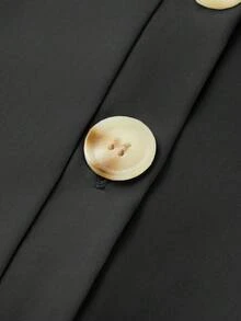 GlowEve 女士优雅圆领褶裥A字中长连衣裙，收腰设计，休闲通勤时尚，绿色长袖 - 黑色 - 查看 7