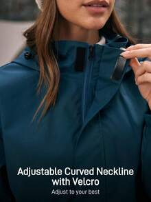 In My Nature Áo khoác gió/áo mưa ngoài trời dành cho nữ, màu trơn, có mũ trùm đầu, dây rút eo, chống thấm nước, đồ mặc nhà cho nữ. - Màu xanh hải quân - Xem 5