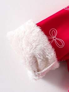 1 Áo khoác có mũ lót giữ nhiệt trang trí nơ đa năng thời trang thu đông cho bé gái, Áo khoác cho bé gái, Thích hợp mặc mùa thu đông, Mặc hàng ngày, Hàng mới về - Đỏ - Xem 4