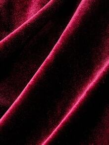 SHEIN MOD 天鹅绒3D花朵酒红色中长抹胸连衣裙 - 酒紅色 - 查看 6