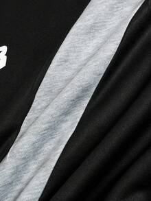 ROMWE MEN Street Life Áo hoodie nam phối màu, dáng rộng, tay dài. - màu đen - Xem 4