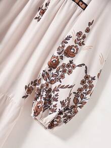 Rusticease 女士度假休闲印花系领连衣裙 - 彩色 - 查看 5