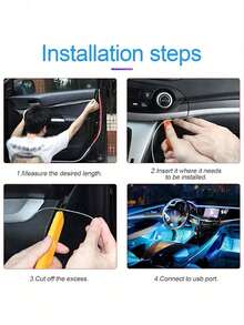 196.8in/5m Car Atmosphere Light, USB Power Supply DIY Decorative Instrument Board Atmosphere, LED Light Belt, Neon Light Flash, Suitable For Cars, Gardens, Decorations - Multicolor - View 6