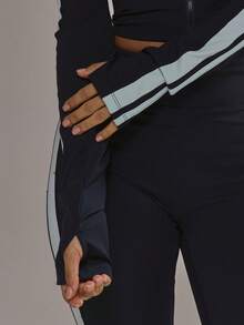 Musera Sport 侧条纹修身喇叭瑜伽裤套装（仅下装）板式运动服 健身房锻炼 合金健身 日常休闲 - 藏蓝色 - 查看 6