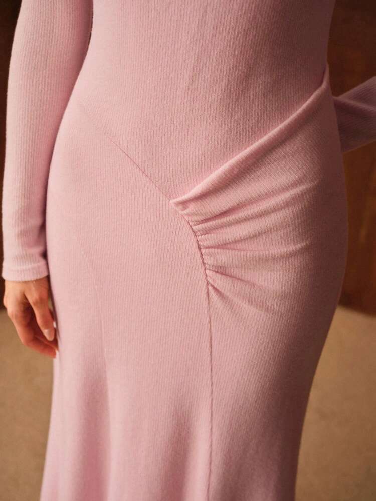 WOMEN'S KNITTED STRUCTURED SPLIT DESIGN ELASTIC MERMAID DRESS