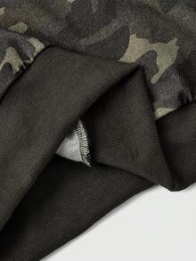 ROMWE J-Fashion Y2K Subculture Rhinestone Camo Print Fuzzy Patchwork Asymmetric Shoulder Sweatshirt For Women - Multicolor - View 5