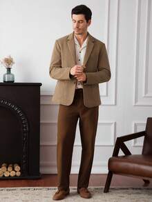 Core Aspect 男士时尚休闲灯芯绒翻领西装外套 - 駝色 - 查看 4