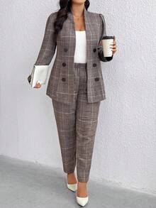 EMERY ROSE Plus Size Women Vintage Style Suit Set, Autumn/Winter