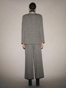 Lumivelle 女士商务套装双排扣西装外套和裤子套装 - 淺灰色 - 查看 2