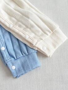 SHEIN Set de 4 piezas de pelele de manga larga con estampado de letras y gorro, cómodo y suave, para bebé niño recién nacido en otoño - Multicolor - Ver 6