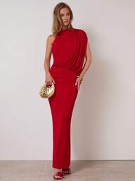 COSMINA Vestido Assimétrico de Cor Sólida Elegante para Festa Feminino