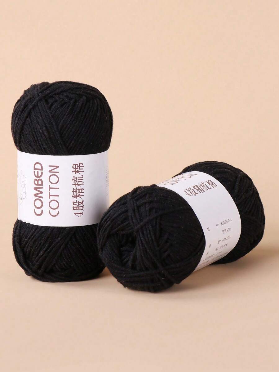 1 Roll 4-Ply Yarn , Suitable For Making Clothes And Scarves - Black - View 1