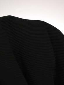 SHEIN EZwear 秋冬季双面按扣拉链灯芯绒羽绒服，女士秋季服装，女士冬季服装黑色夹克，女士短款羽绒服，黑色短款夹克，短款夹克，罗纹灯芯绒夹克 - 黑色 - 查看 7