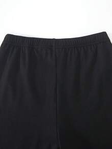 Sparklyn Conjunto informal de niña preadolescente con camiseta de manga larga con estampado de letras de cereza y pantalones acampanados