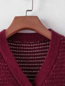 GlowEve Áo len dệt kim Jacquard đa năng thời trang Châu Âu và Mỹ mới nhiều màu sắc thanh lịch - Màu Đỏ Sâu - Xem 6