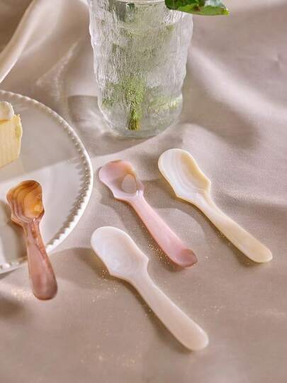 Cirelle Seashell Spoon | Mother Of Pearl | Round Handle, Handmade | 12*2.5 Cm | 1 Piece
