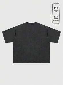 ROMWE MEN Teletubbies X ROMWE Men's Casual Everyday Commute Fashion Distressed Cartoon Print Loose T-Shirt, Summer - Black - View 2
