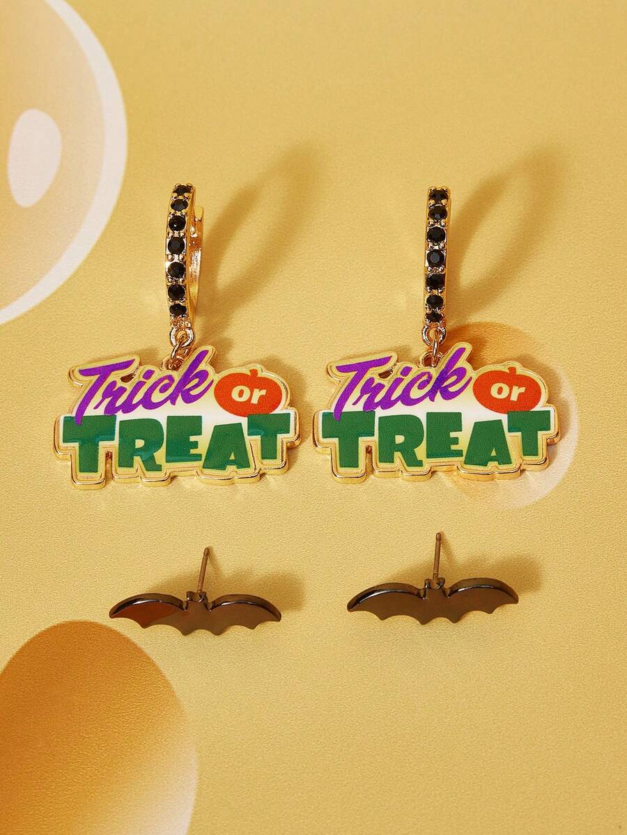 TOM & JERRY X SHEIN 1 Conjunto de Brincos de Liga de Zinco com Tema Casual de Halloween Estilo Cartoon para Mulheres da Moda