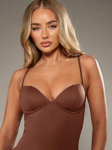 MISSGUIDED Bustier Mini Dress Bodycon Fitted Party Night Out Club Wear - Chocolate Brown - View 4