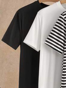 Manfinity NXTstreet Set de 3 camisetas de manga corta de cuello redondo para uso diario casual de hombre - Multicolor - Ver 6