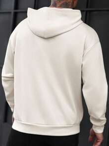 Manfinity Homme 男士休闲连帽卫衣，日常百搭男士休闲长袖上衣 - 杏色 - 查看 3