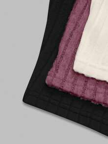 GlowEve Conjunto de 3 piezas de camisetas sin mangas ajustadas con encaje y fruncido en tejido de punto suave y esponjoso para mujer, para otoño/invierno - Multicolor - Ver 5