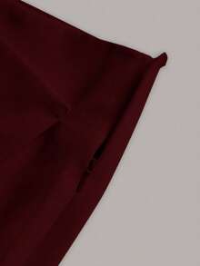 SHEIN EZwear 大码纯色休闲简约设计百搭裹身裙 - 酒紅色 - 查看 3