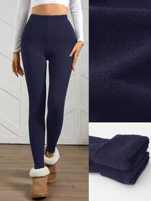 Easowa Quần legging lót nhiệt màu xám dành cho nữ, Thu/Đông - Màu xanh hải quân - Xem 2